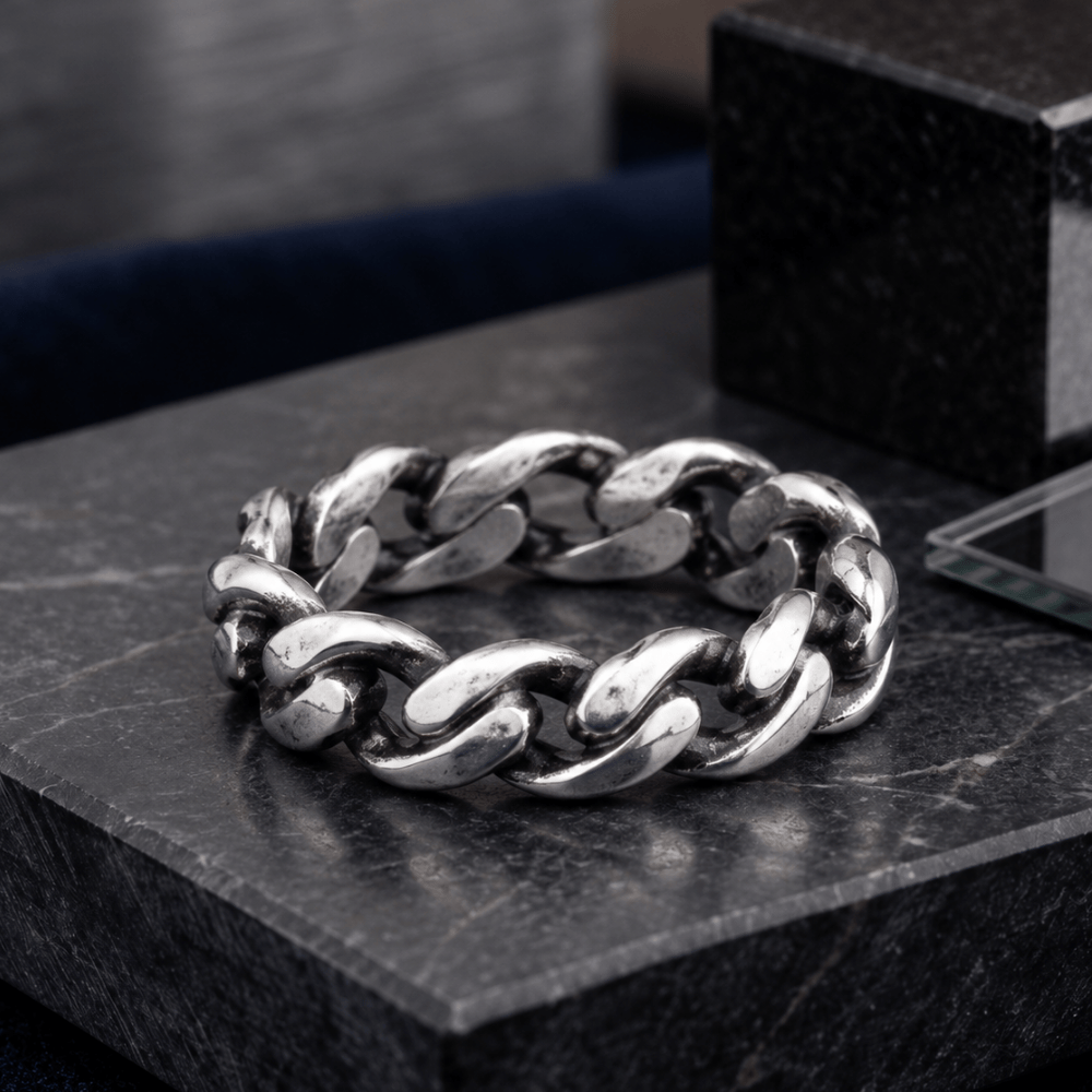 Oxidized Curb Chain Ring