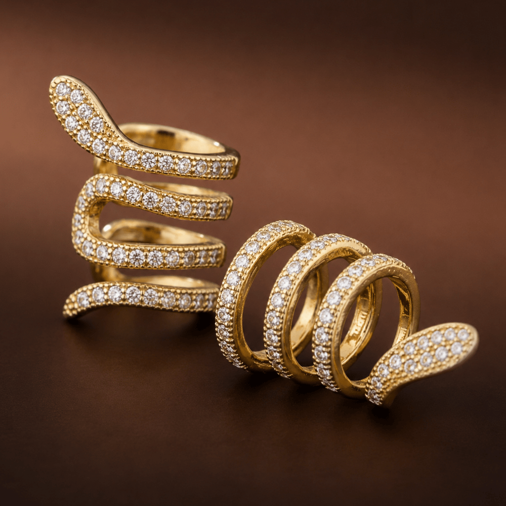 14 Karat Gold Plated Signity CZ Snake Ear Cuffs