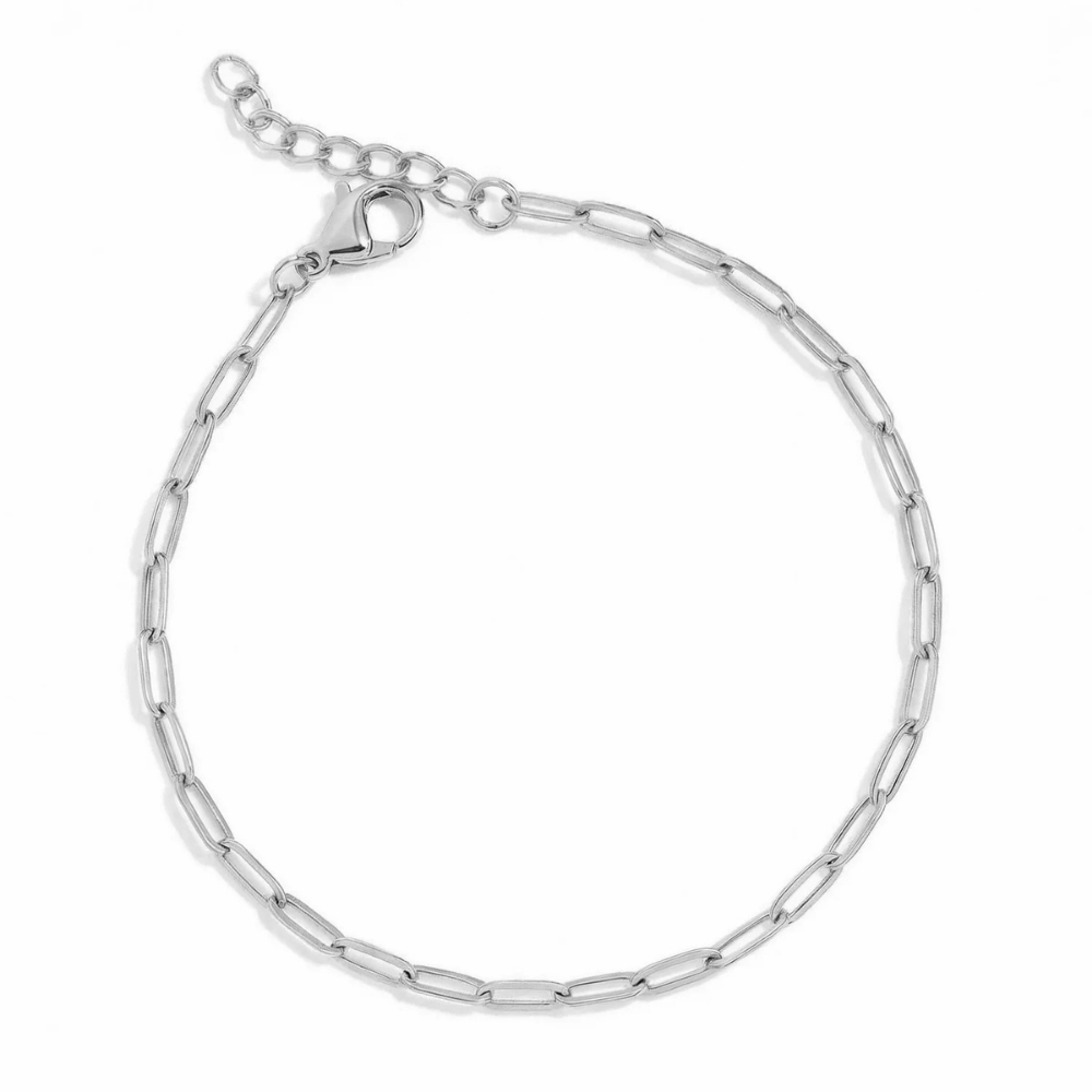6.5-inch + 1-inch Stainless Steel 2.5mm Paperclip Bracelet - Silver - view 5