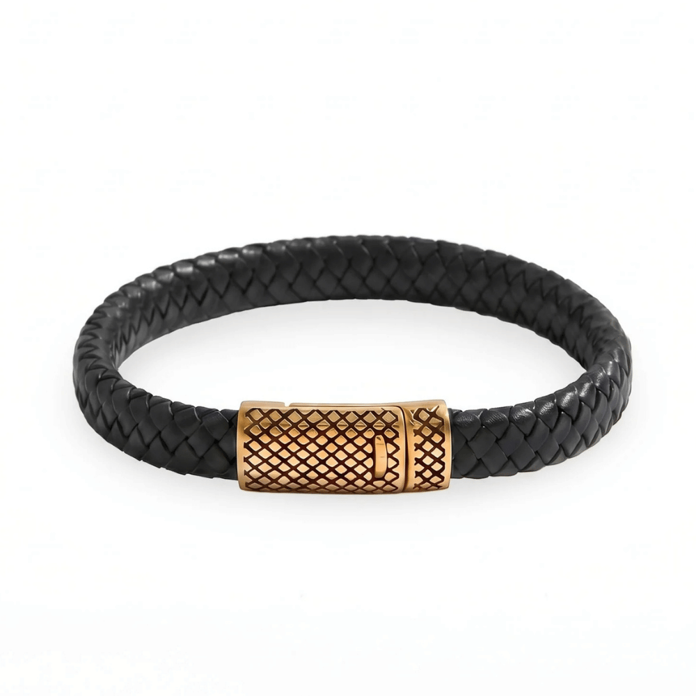 Men’s Stainless Steel & Braided Leather Magnetic Clasp Bracelet