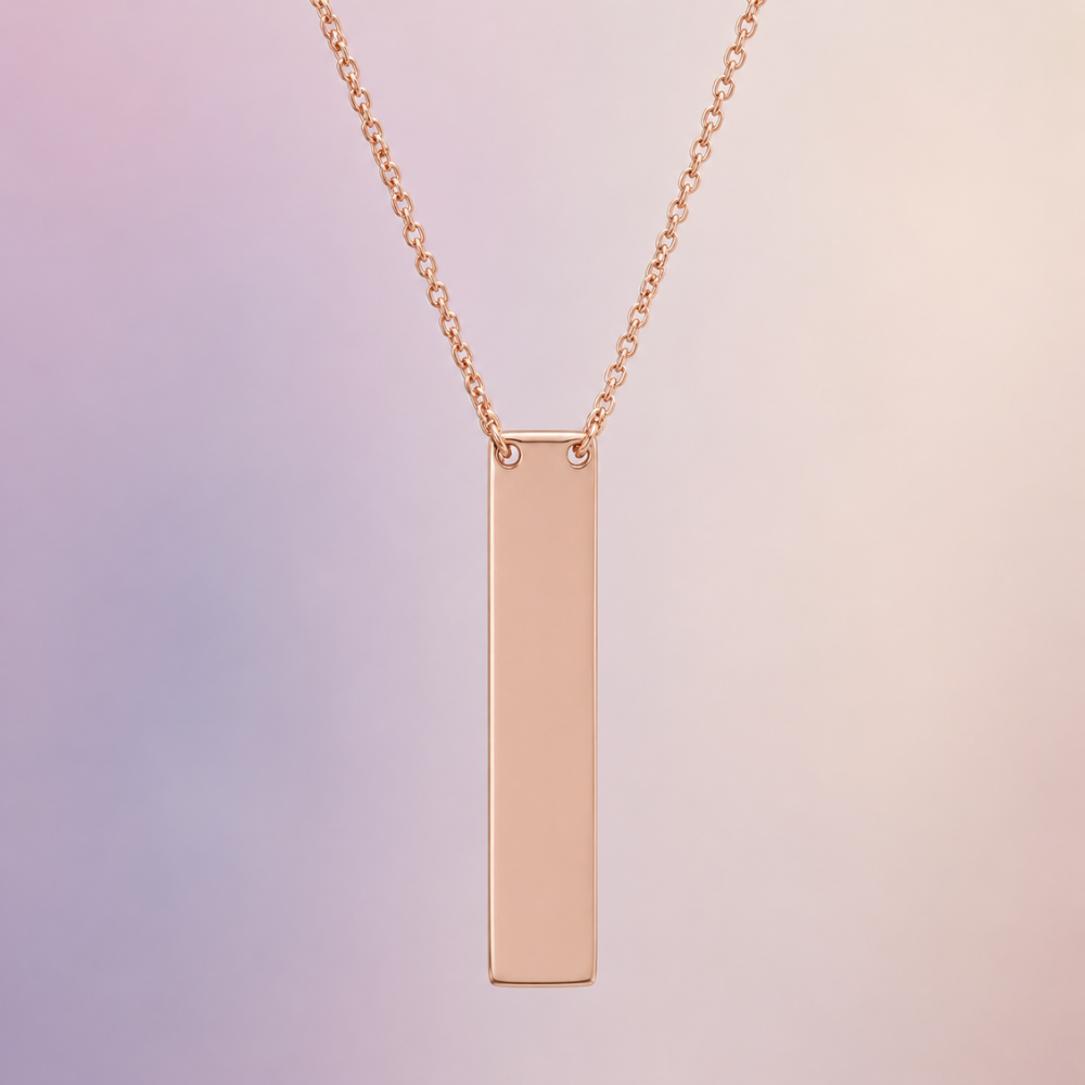 16" + 2" 14 Karat Rose Gold Plated Vertical Bar Drop Necklace