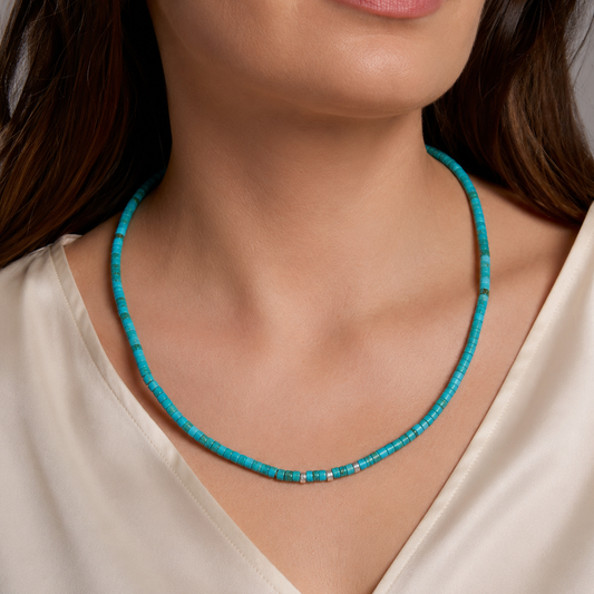 21" Reconstituted Turquoise Heishi Bead Necklace