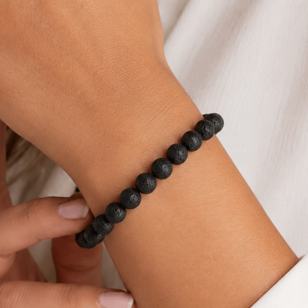 8.75mm Black Lava Stretch Bracelet