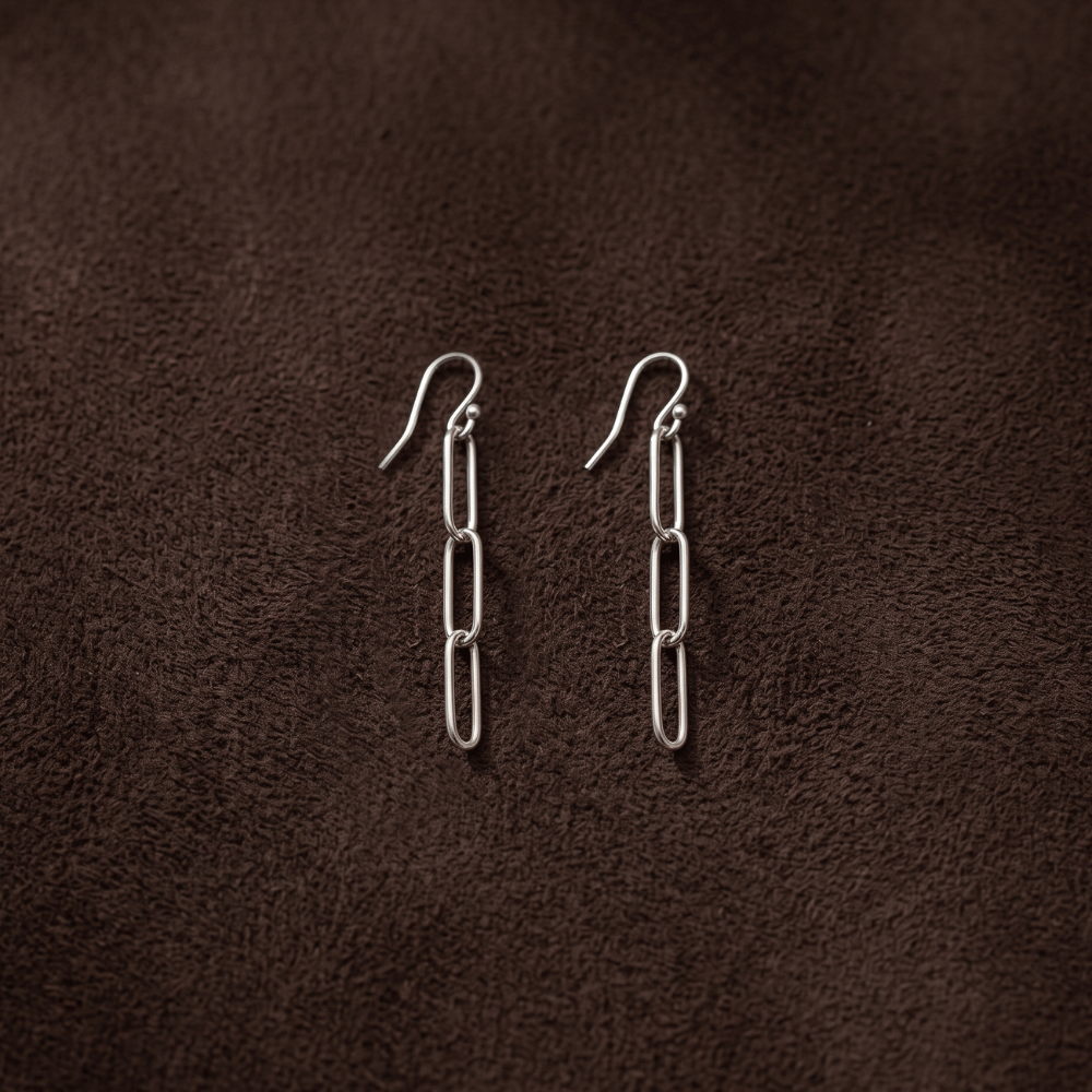 Rhodium Plated Paperclip French Wire Earrings