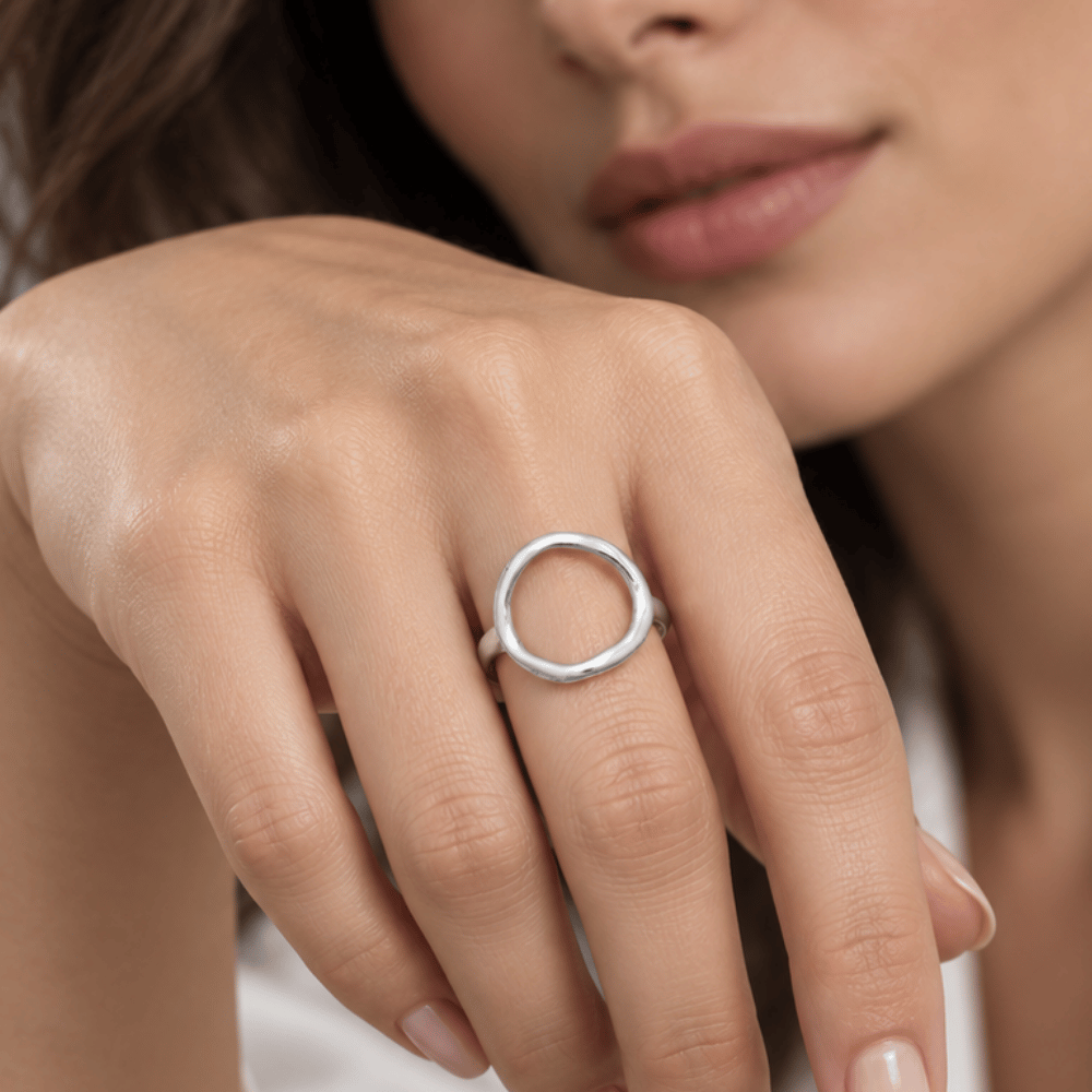 Textured Open Circle Ring
