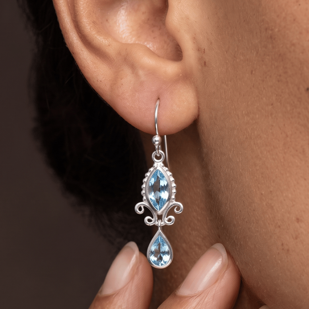 Multishape Blue Topaz Earrings