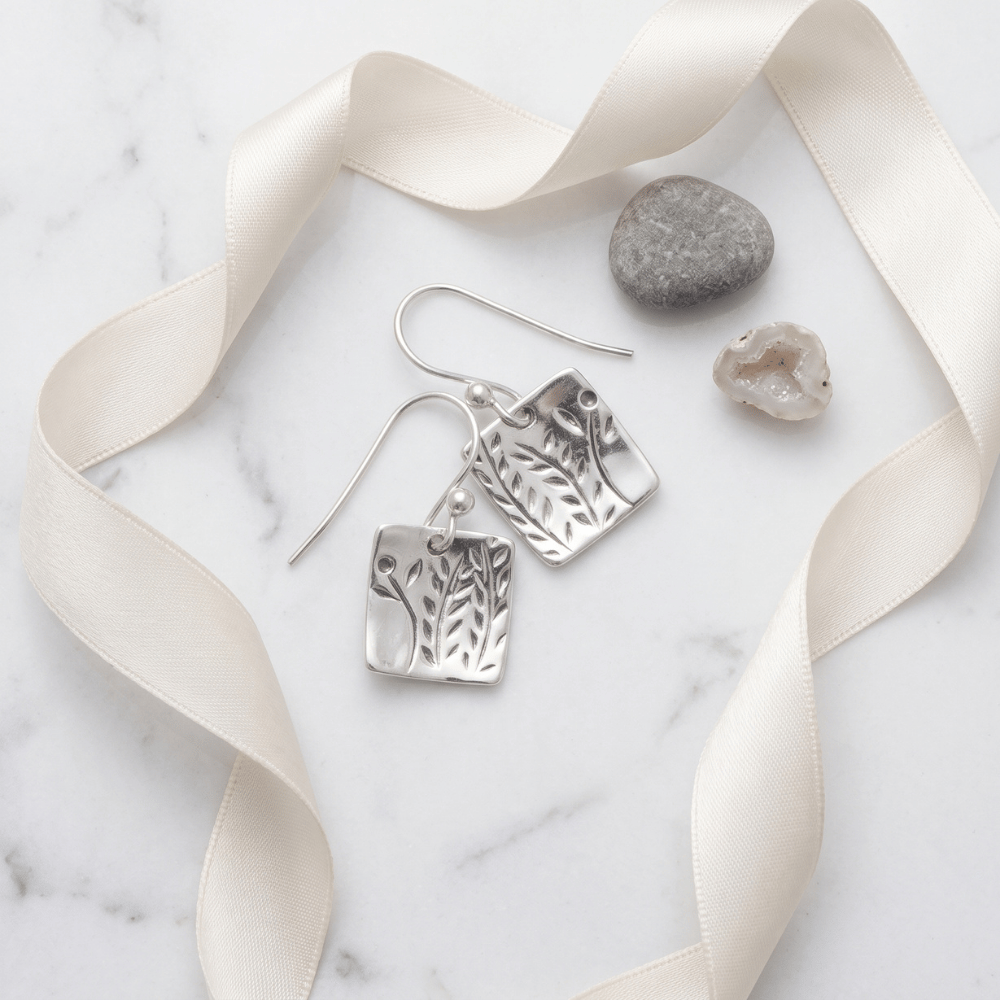 French Wire Earrings with Fern Design