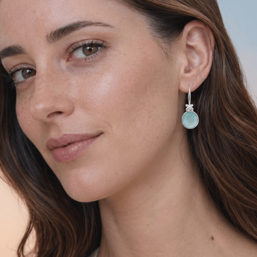 Faceted Sea Green Chalcedony Earrings