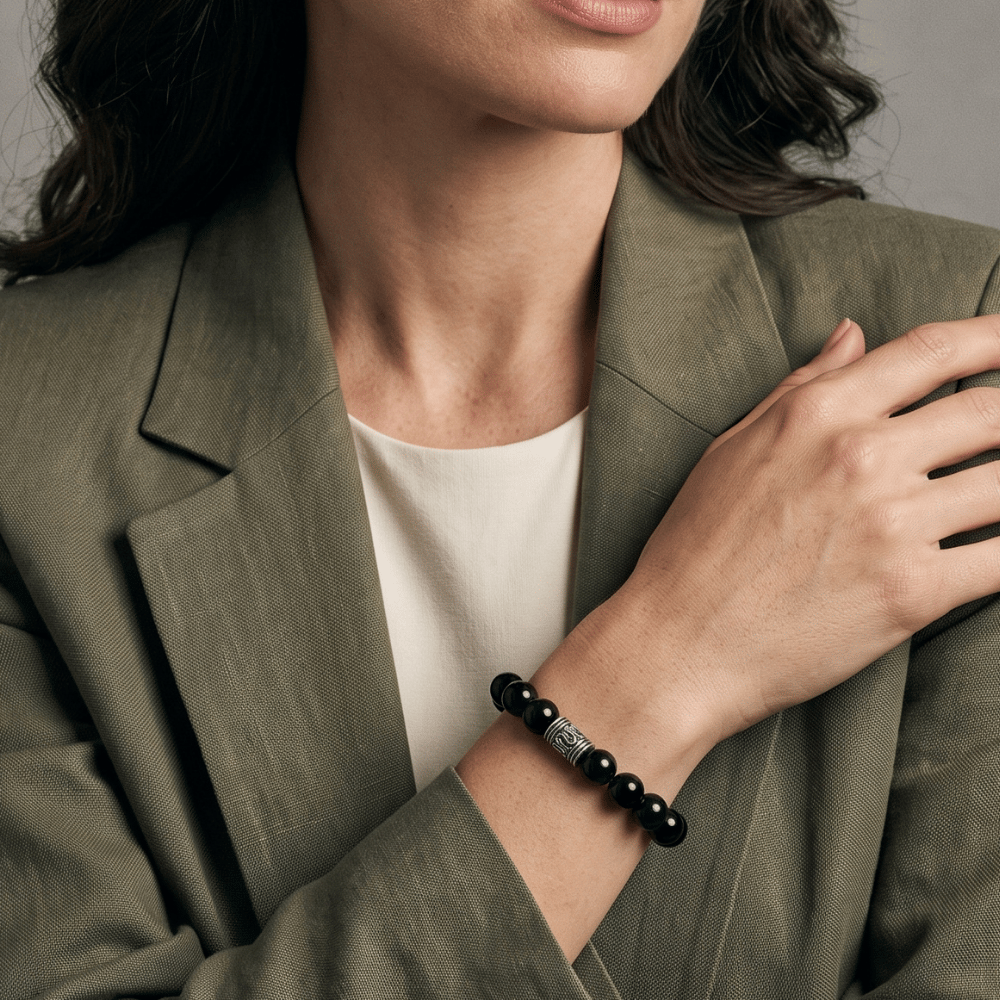 Black Onyx Bead Fashion Stretch Bracelet