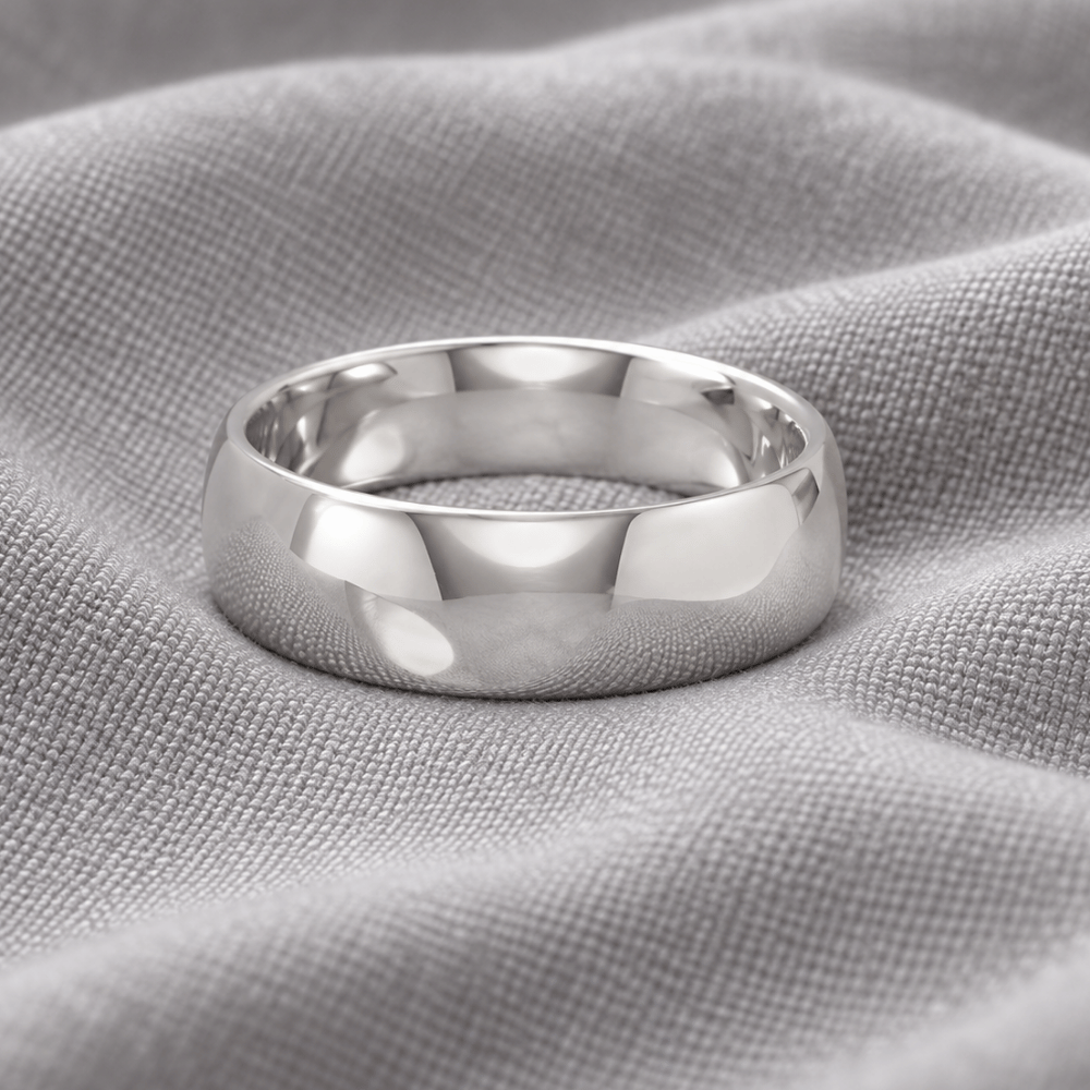 Rhodium Plated 6mm Wedding Band