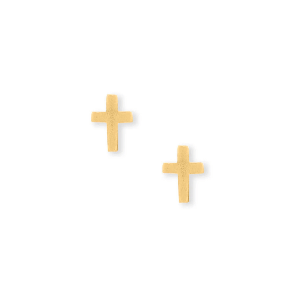 14 Karat Gold Plated Cross Stud Earrings