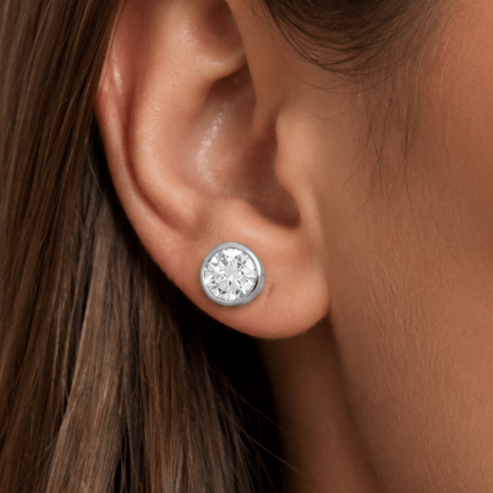 4mm Bezel Set CZ Stud Earrings