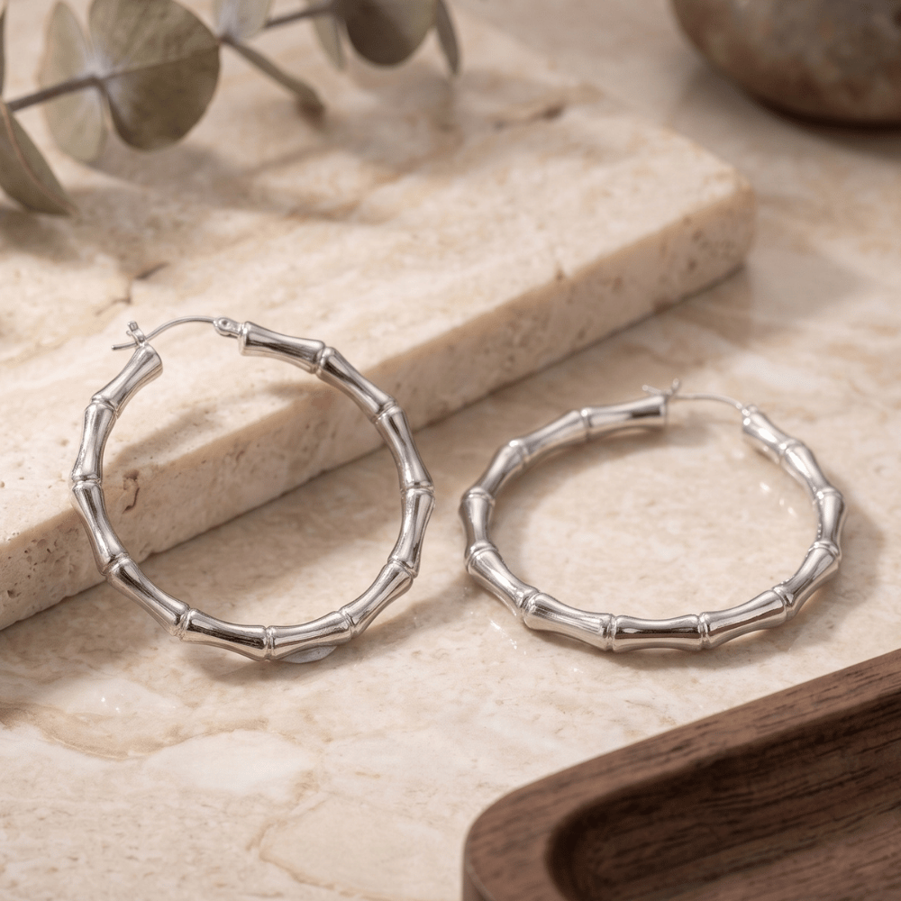 44mm Bamboo Hoop Earrings