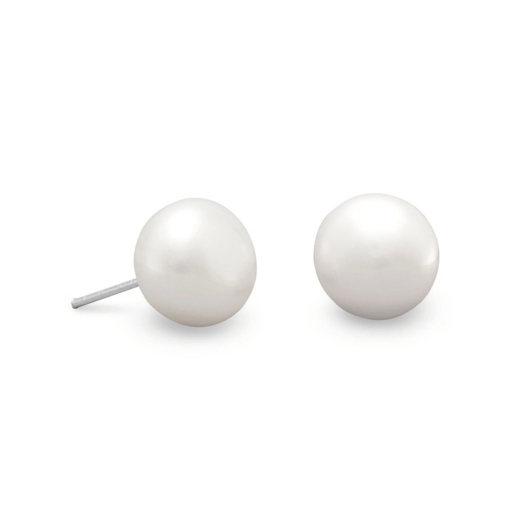White Cultured Freshwater Pearl Stud Earrings
