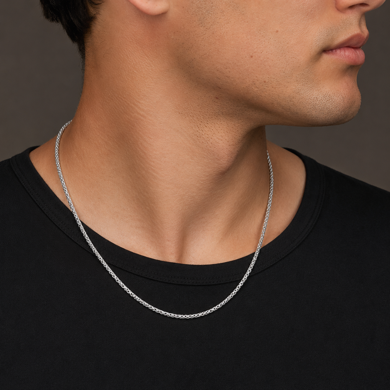 925 Sterling Silver Rhodium Plated Franco Chain Necklace - 2.4mm