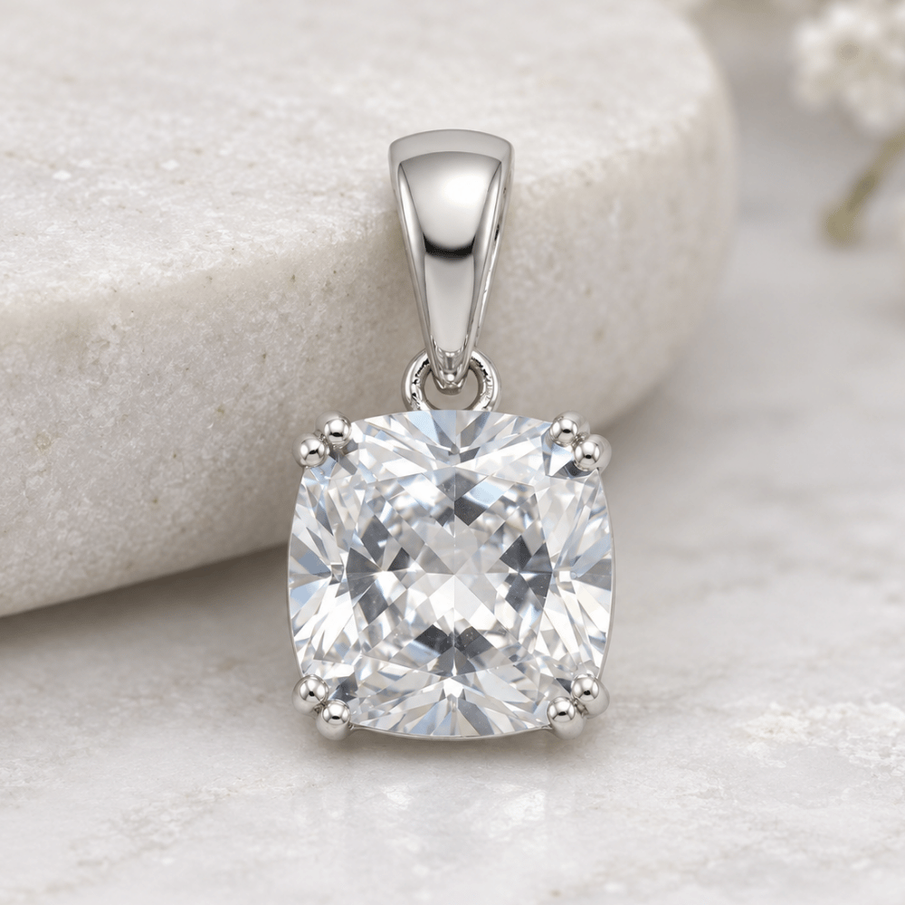Cushion Cut CZ and Filigree Pendant
