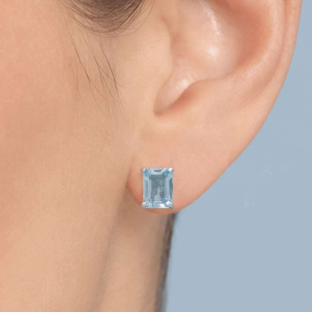 Rhodium Plated Sky Blue Topaz Earrings