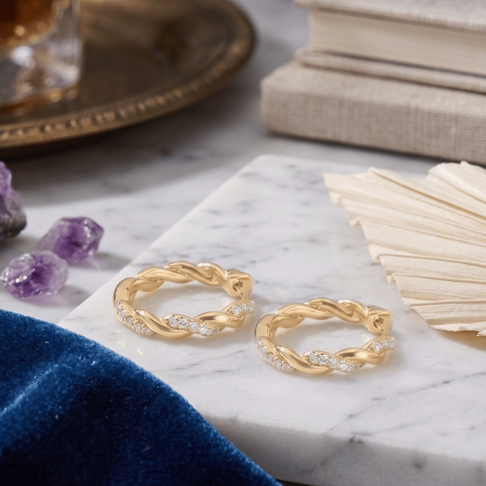 CZ Full Twist Hoop Earrings