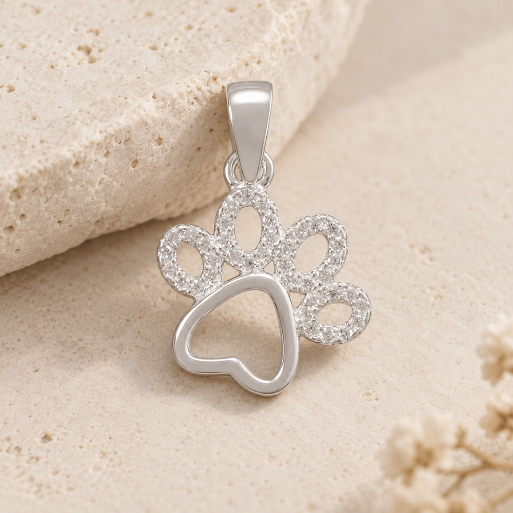 CZ Paw Print Pendant