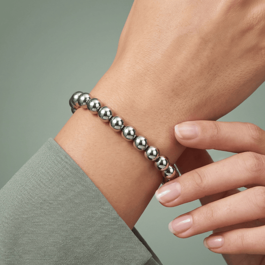 8" 8mm Stainless Steel Bead Stretch Bracelet