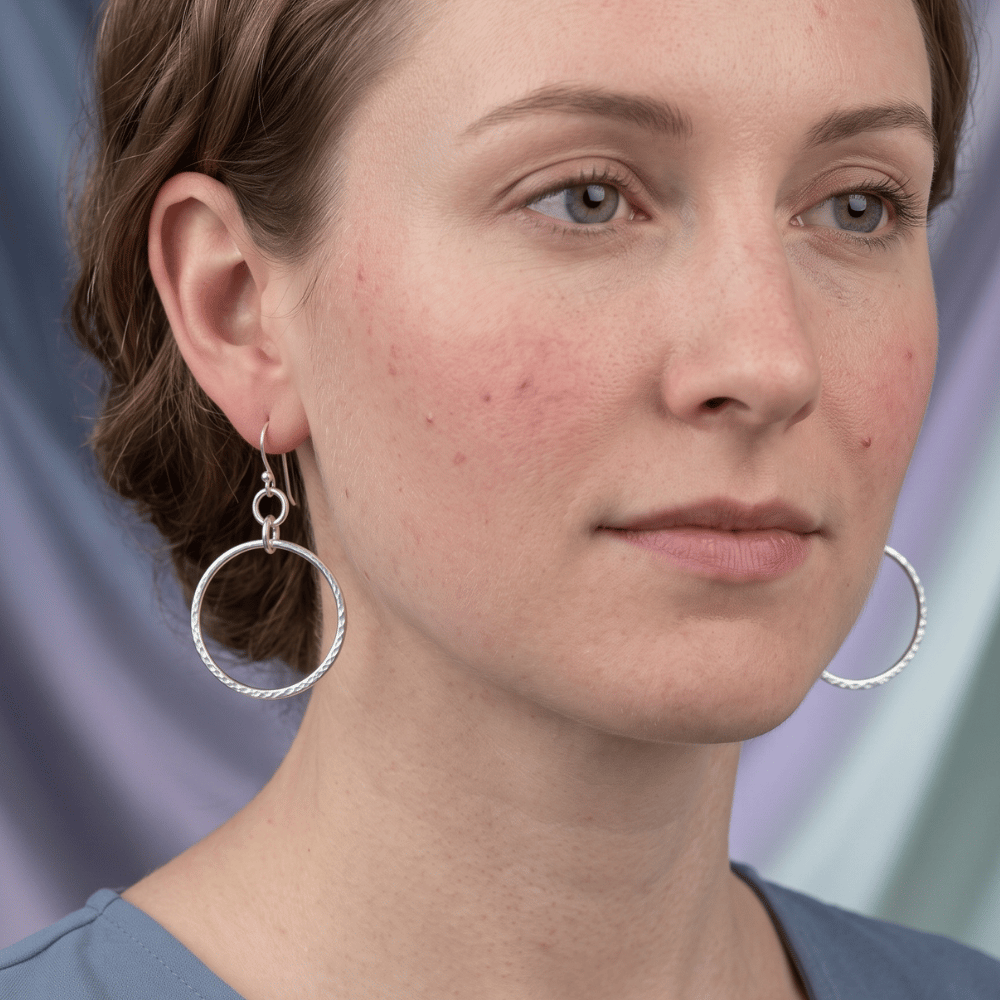 Hammered Open Circle Earrings