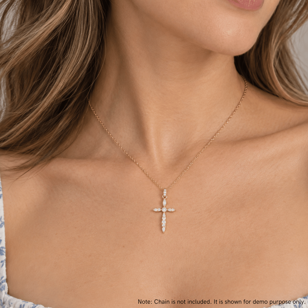 Graduating CZ Cross Pendant
