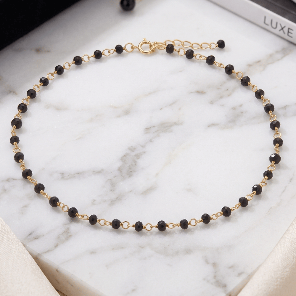 9.5" + 1" 14 Karat Gold Plated Bead Anklet