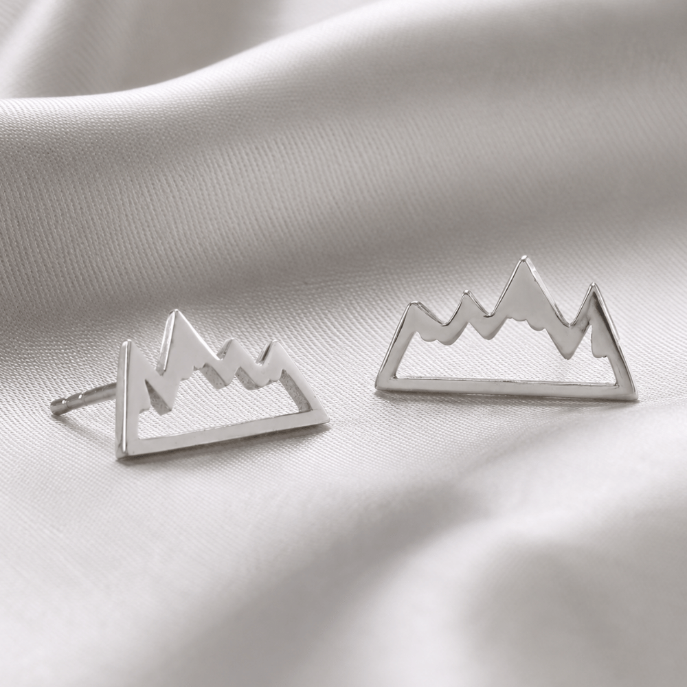 Rhodium Plated Mountain Range Earrings