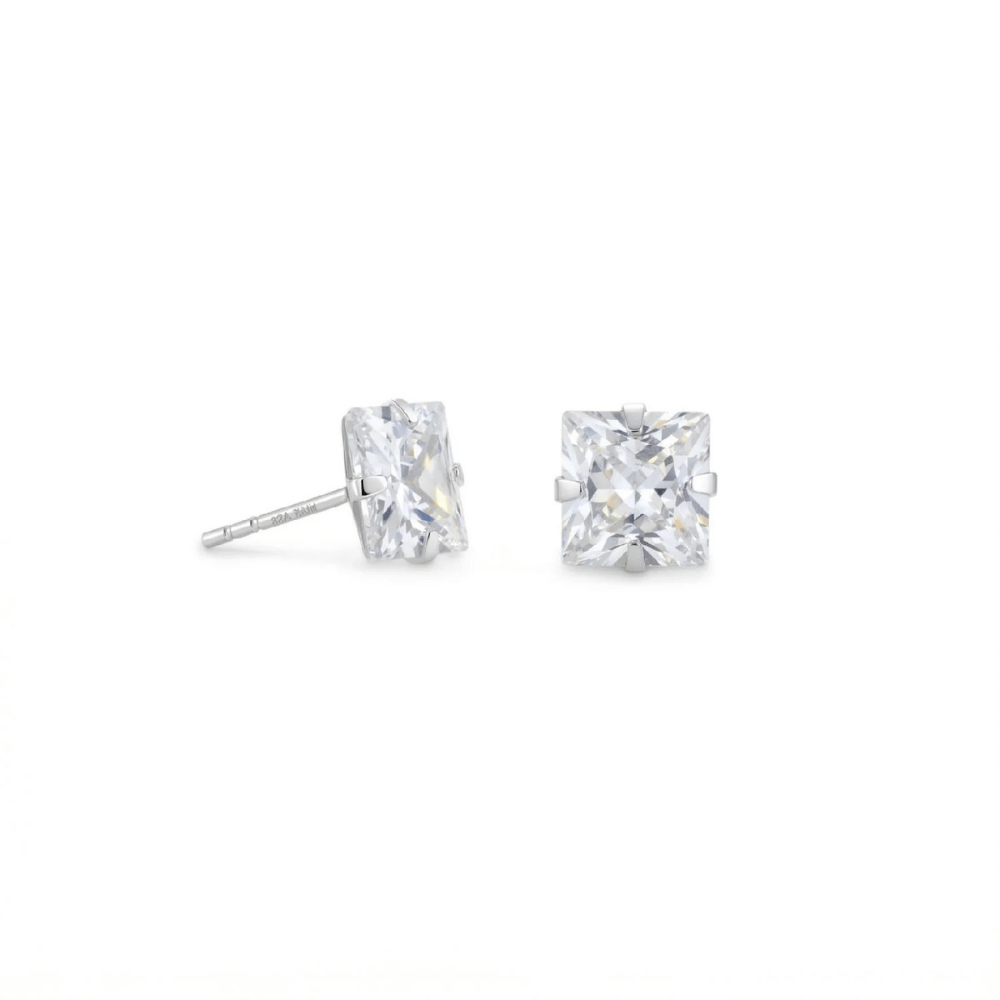 CZ Square Stud Earrings