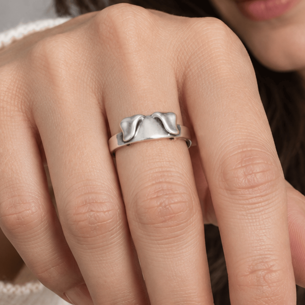 Oxidized Animal Ear Wrap Ring