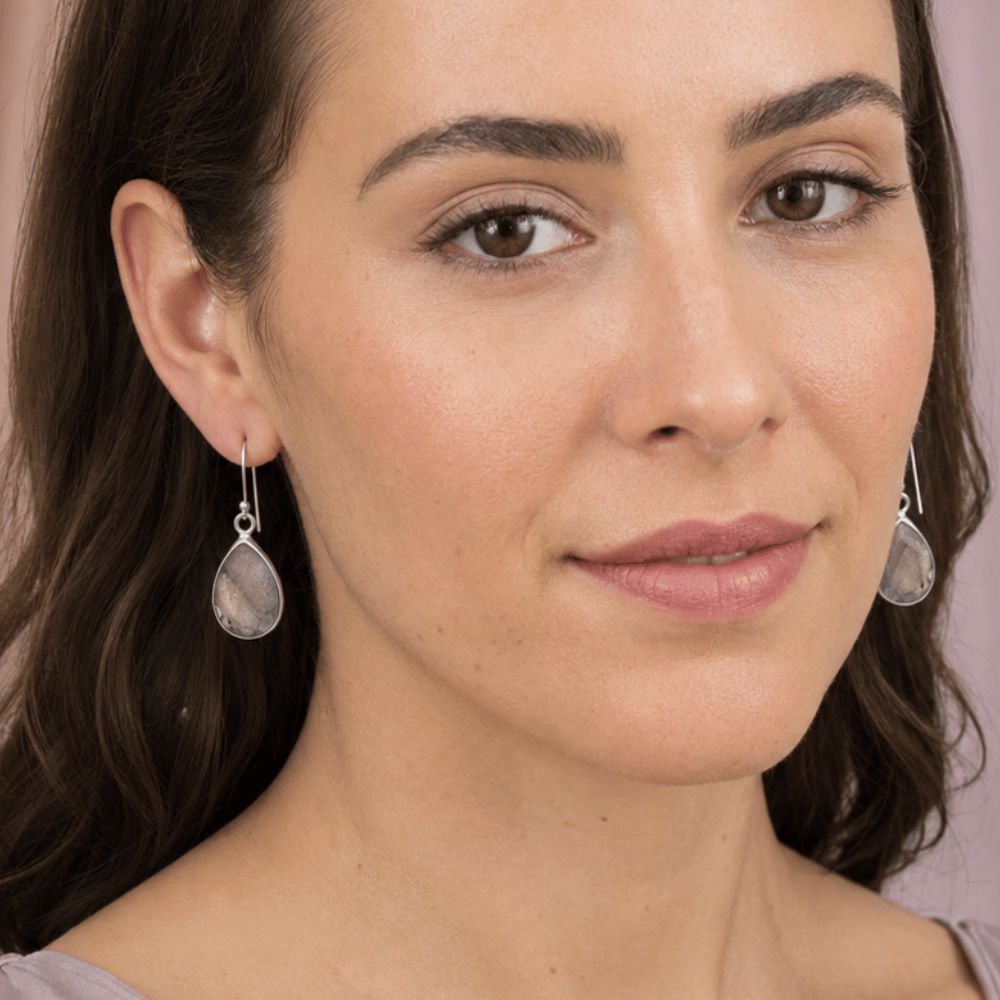 Faceted Labradorite French Wire Earrings