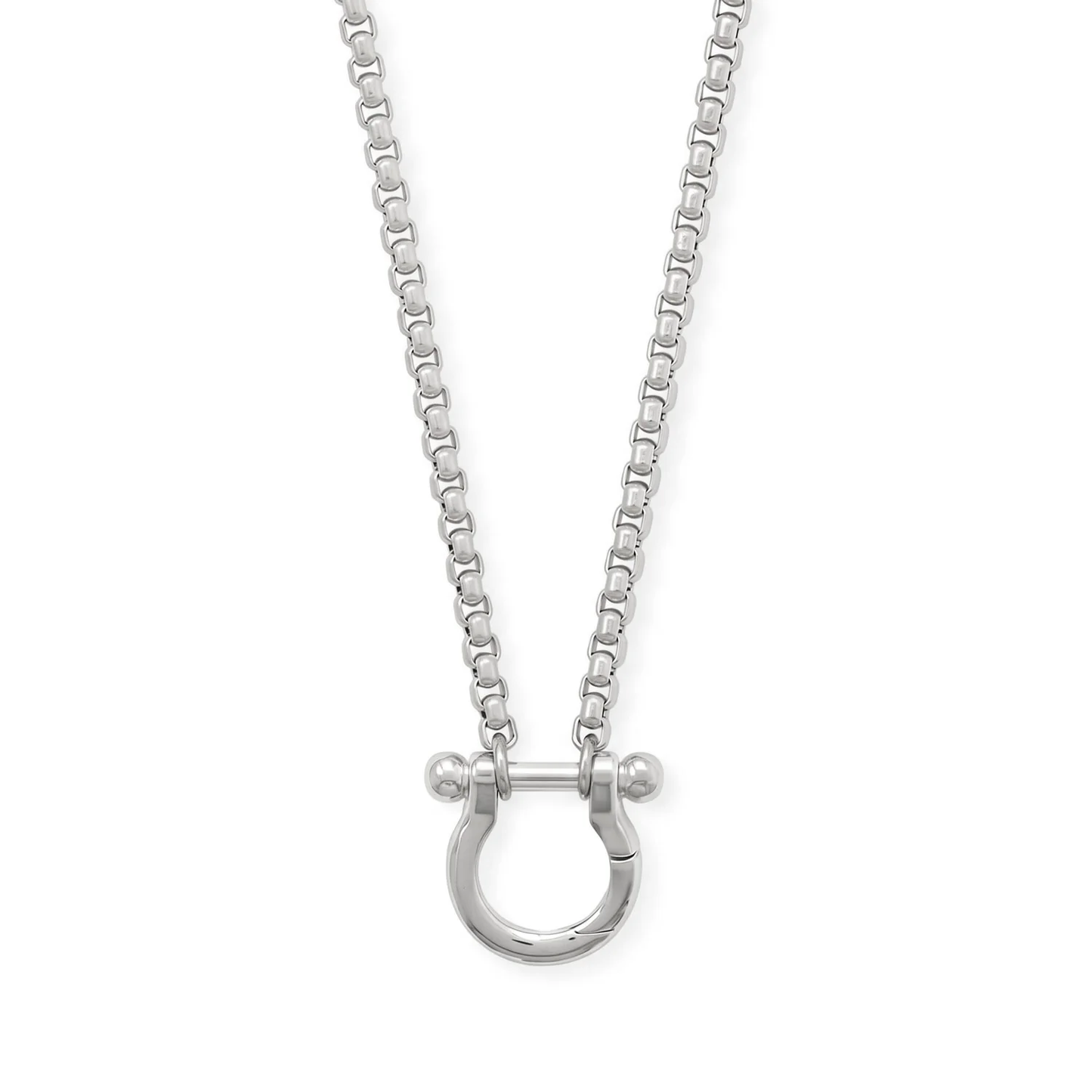 18" + 2" Stainless Steel Horseshoe Carabiner Necklace