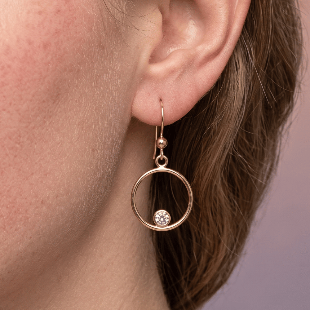 14/20 Gold Filled 15mm Circle with CZ Earrings