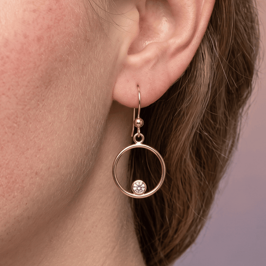 14/20 Gold Filled 15mm Circle with CZ Earrings