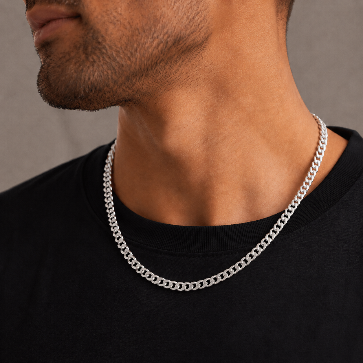 925 Sterling Silver Beveled Curb Chain Necklace - 6.6mm