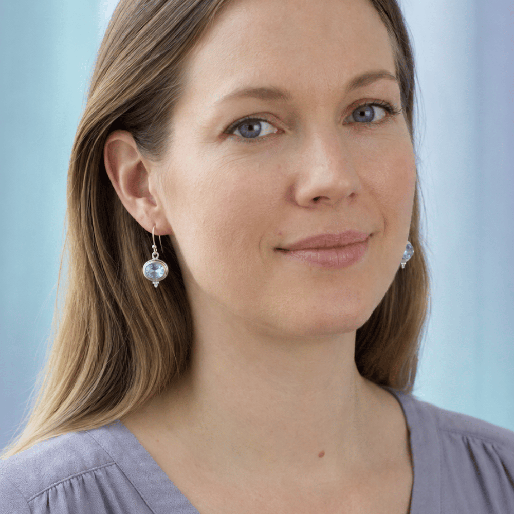 Oval Blue Topaz French Wire Earrings