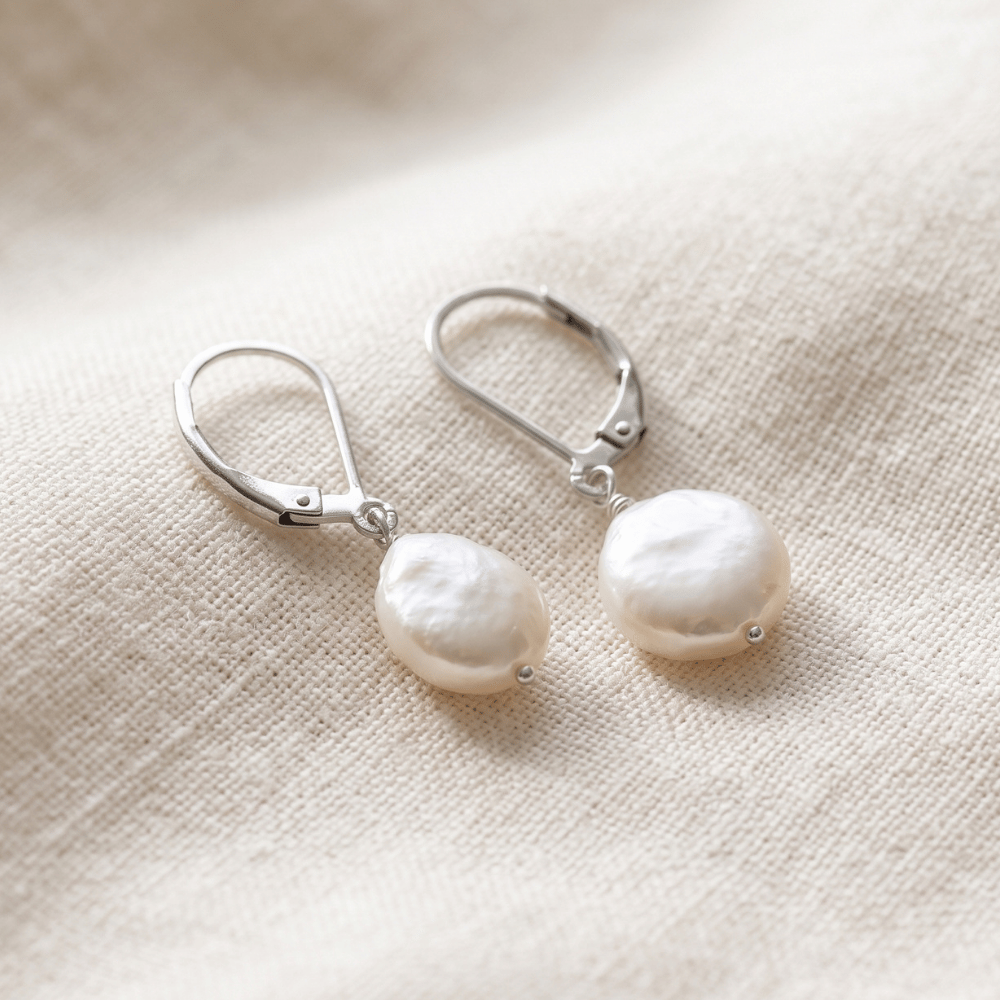 12mm Cultured Freshwater Coin Pearl Earrings