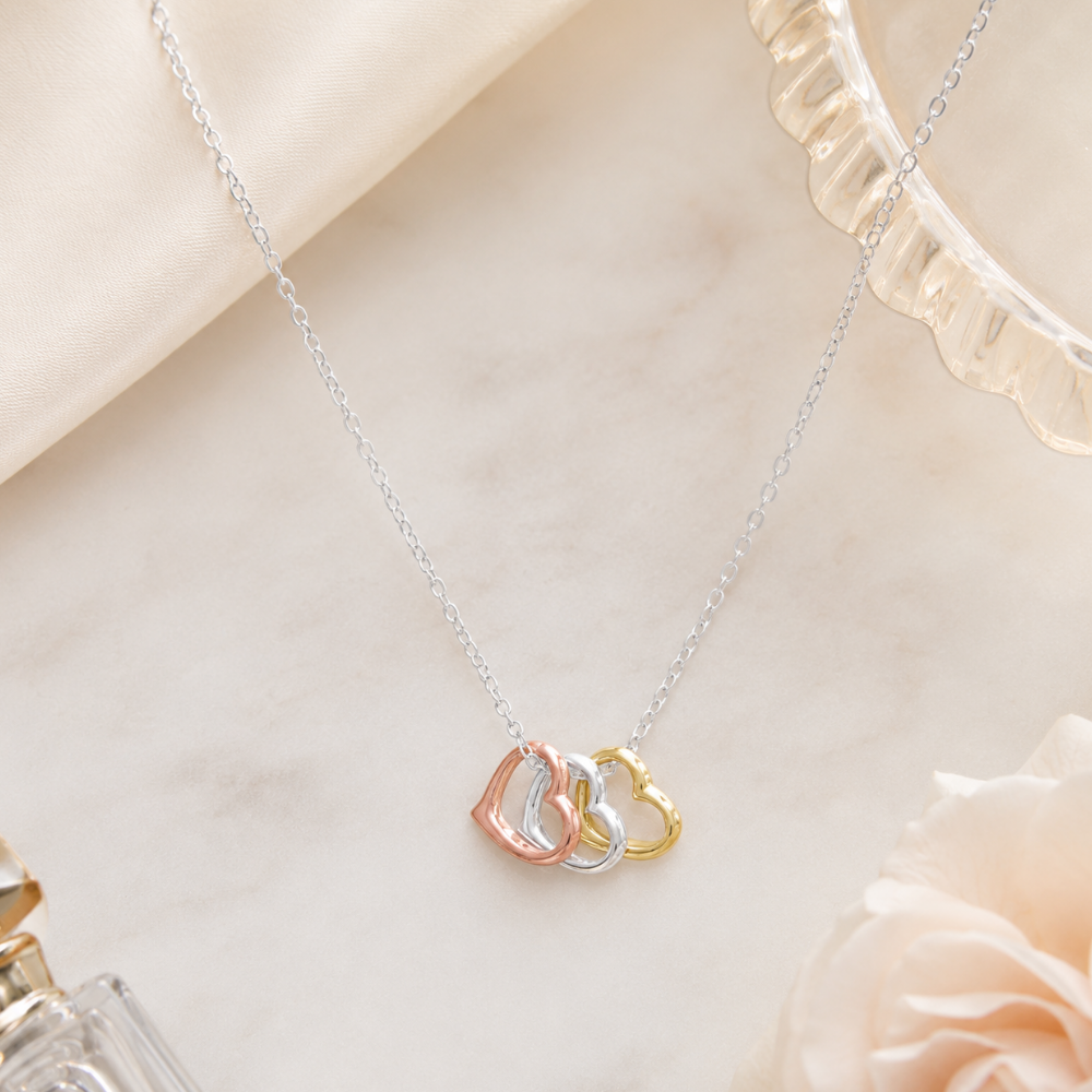 15.75" + 2" Tri Tone Heart Necklace