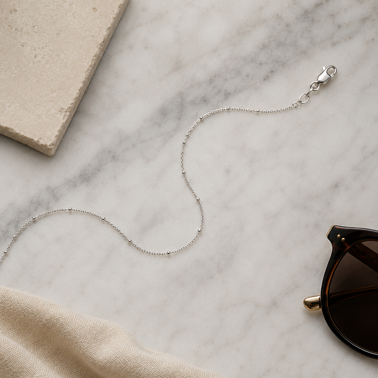 925 Sterling Silver Satellite Chain Necklace - 1.5mm