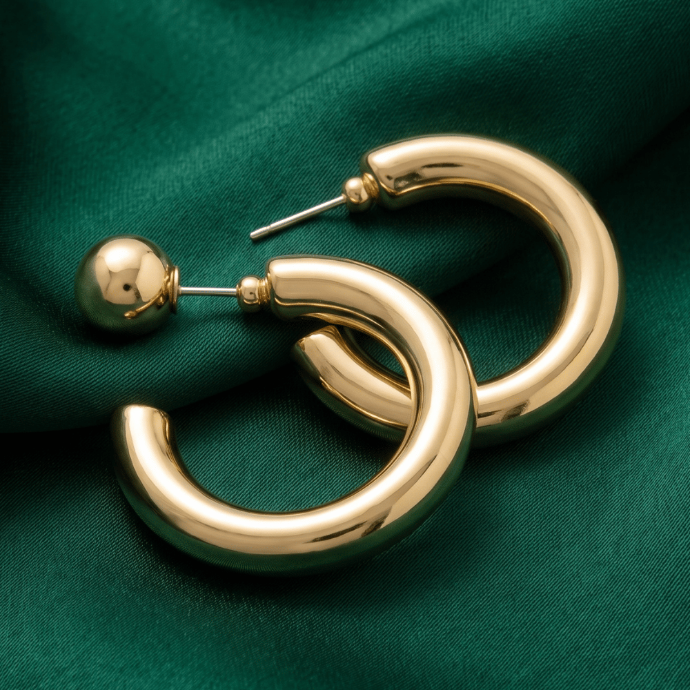 6mm Round Tube Hoop Ball Post Earrings