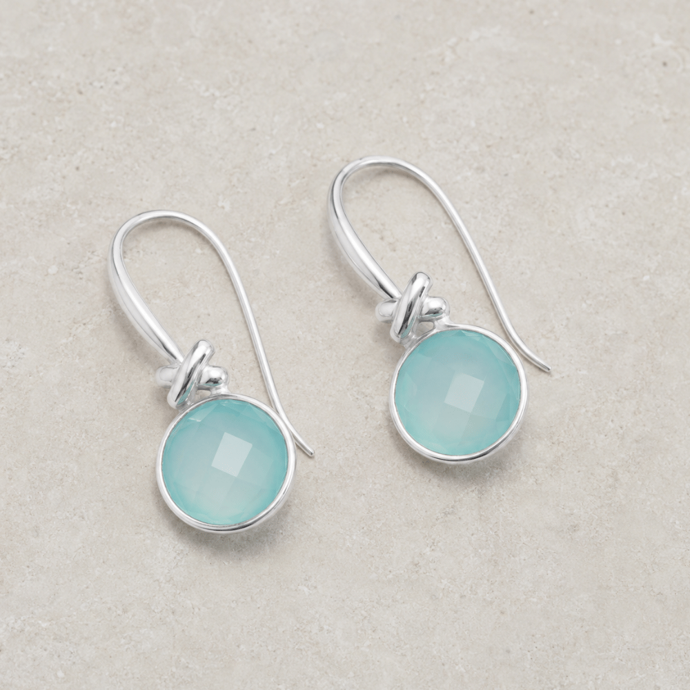 Faceted Sea Green Chalcedony Earrings