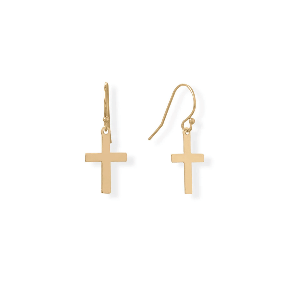 14/20 Gold Filled Cross French Wire Earrings
