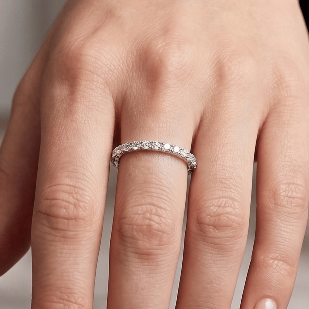 Rhodium Plated CZ Eternity Band