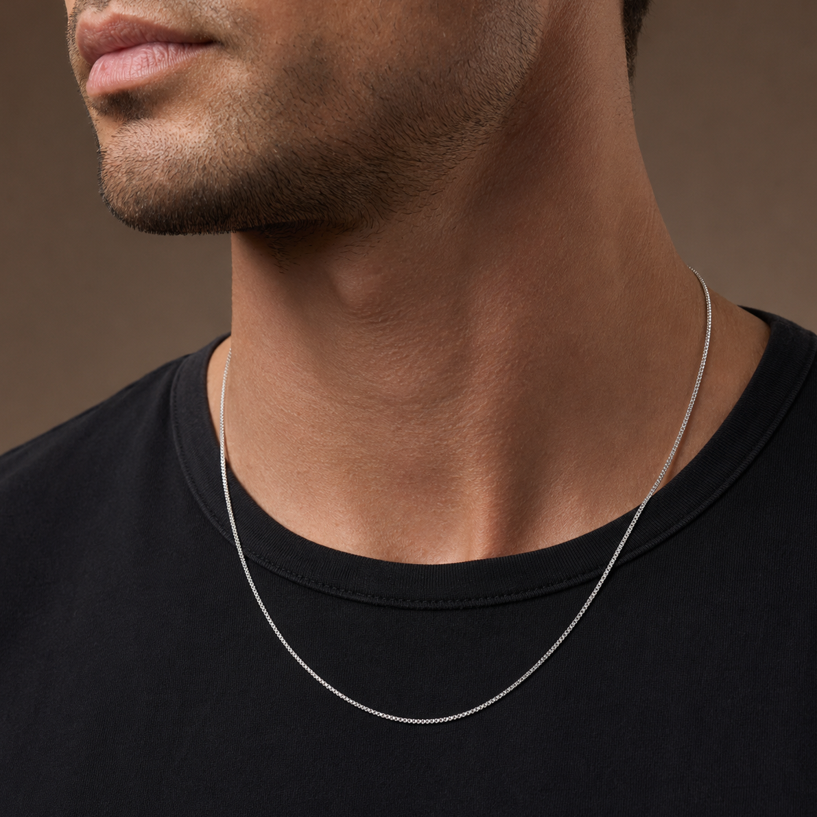 925 Sterling Silver Light Box Chain Necklace - 1.1mm