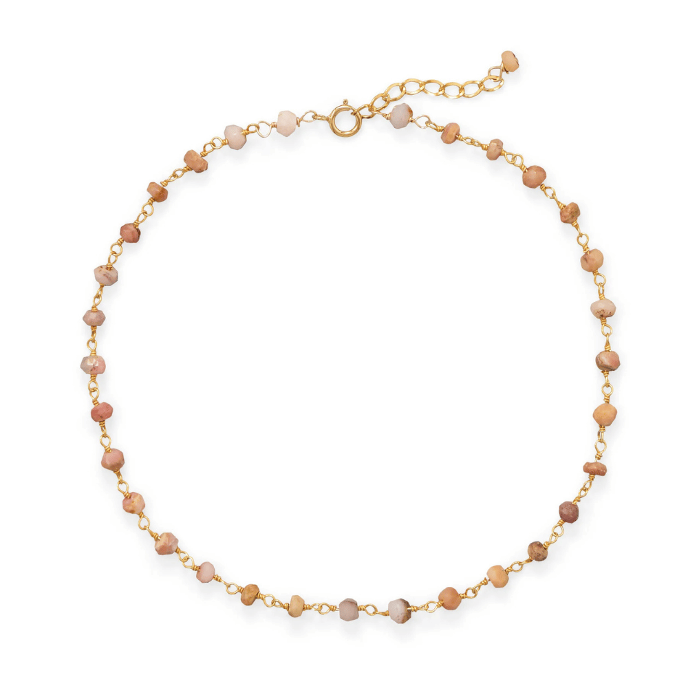 9.5" + 1" 14 Karat Gold Plated Bead Anklet