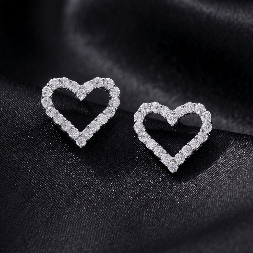 CZ Heart Outline Earrings