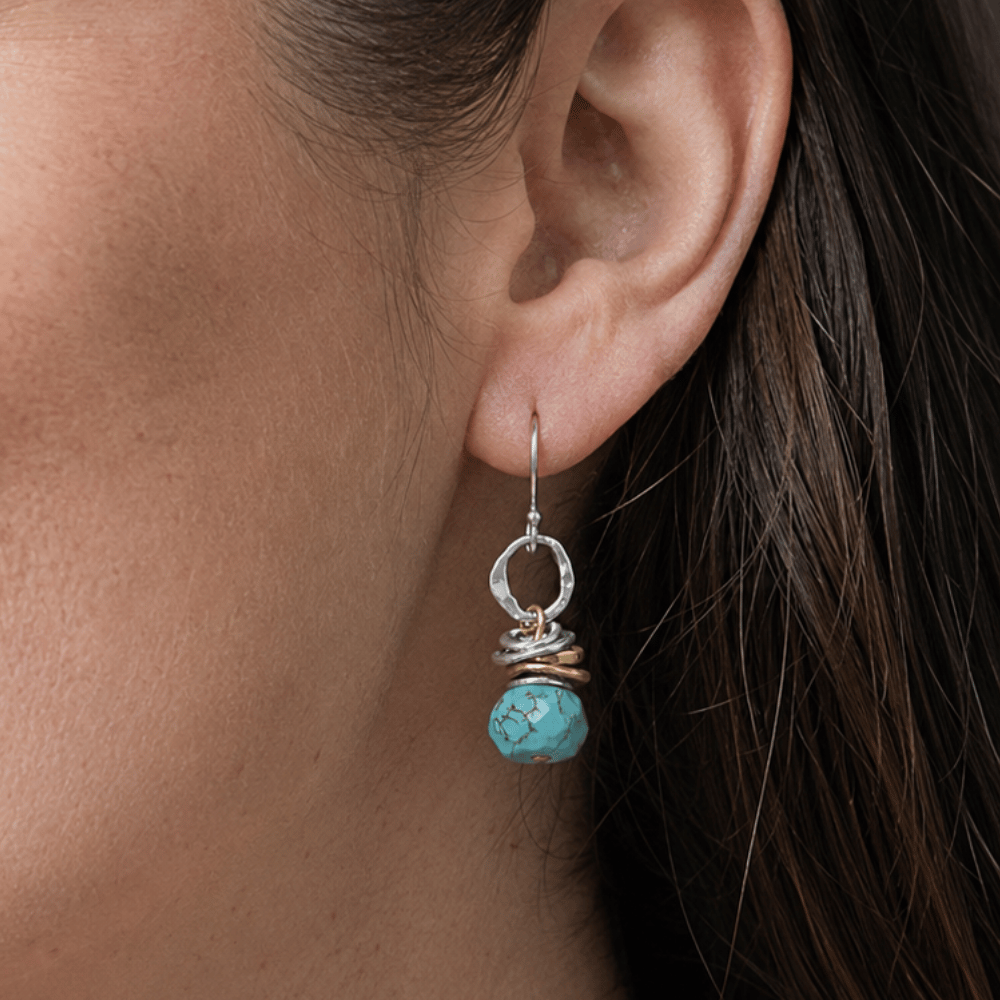 Two Tone Turquoise Drop Earrings