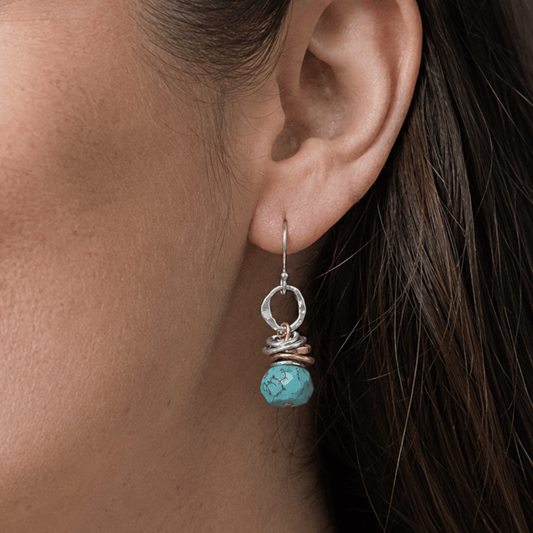 Two Tone Turquoise Drop Earrings