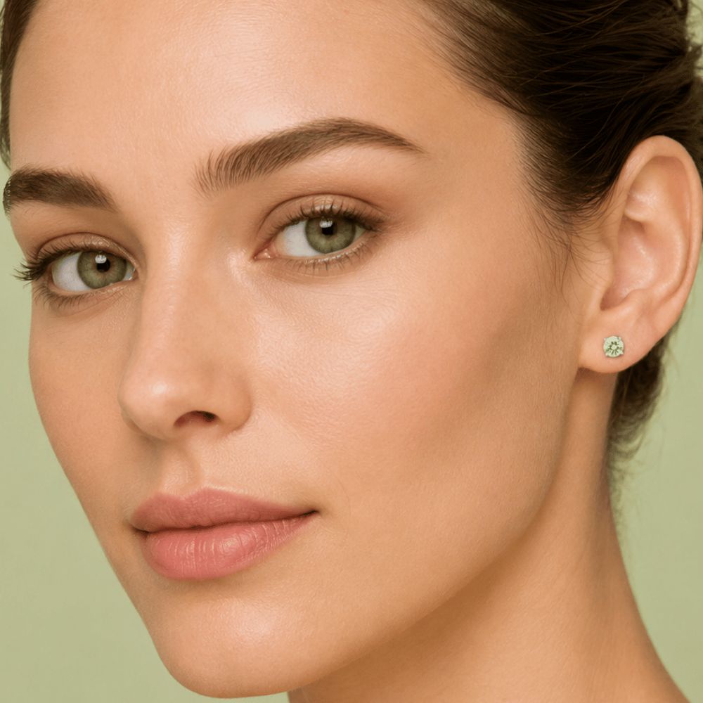 Rhodium Plated Birthstone Stud Earrings