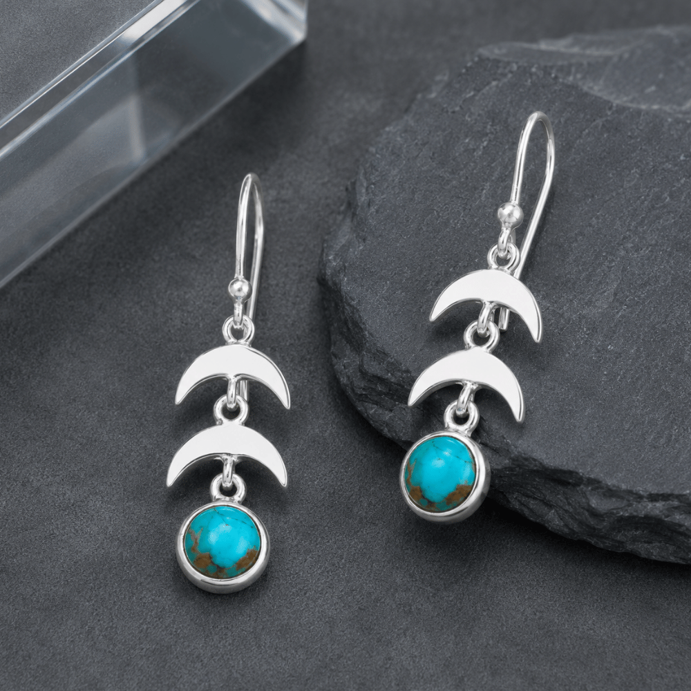 Turquoise Crescent Drop Earrings